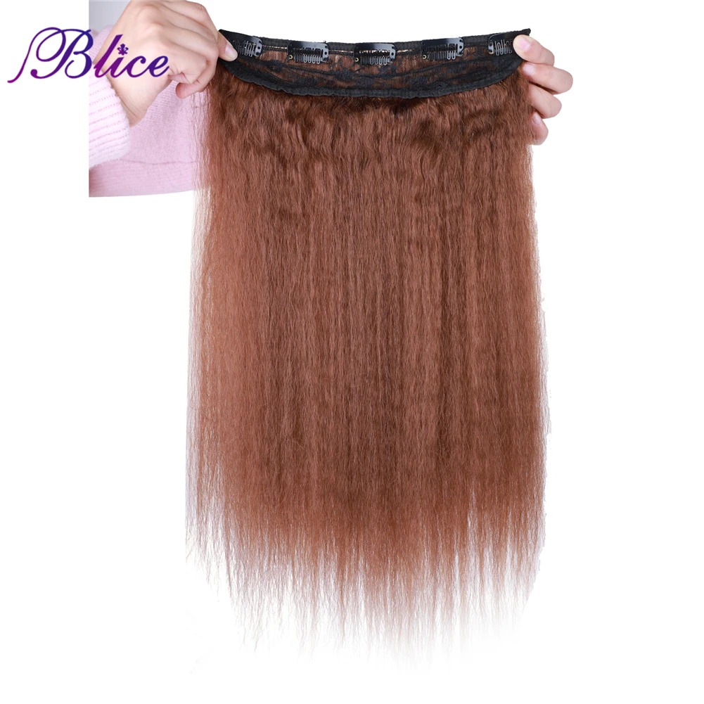 Blice Synthetic Yaki Straight Clip-in Hair Pieces Cute Accessories Kanekalon Hair Extensions Pure Color 18-24inch For Women