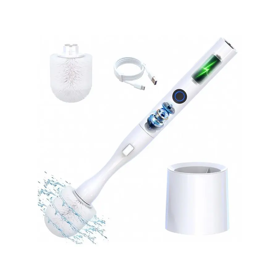 

Щетка для унитаза, набор щеток для унитаза и держателей, мощная очистка на 360 градусов, легко устраняет пятна и остатки, 2-скоростная перезарядка