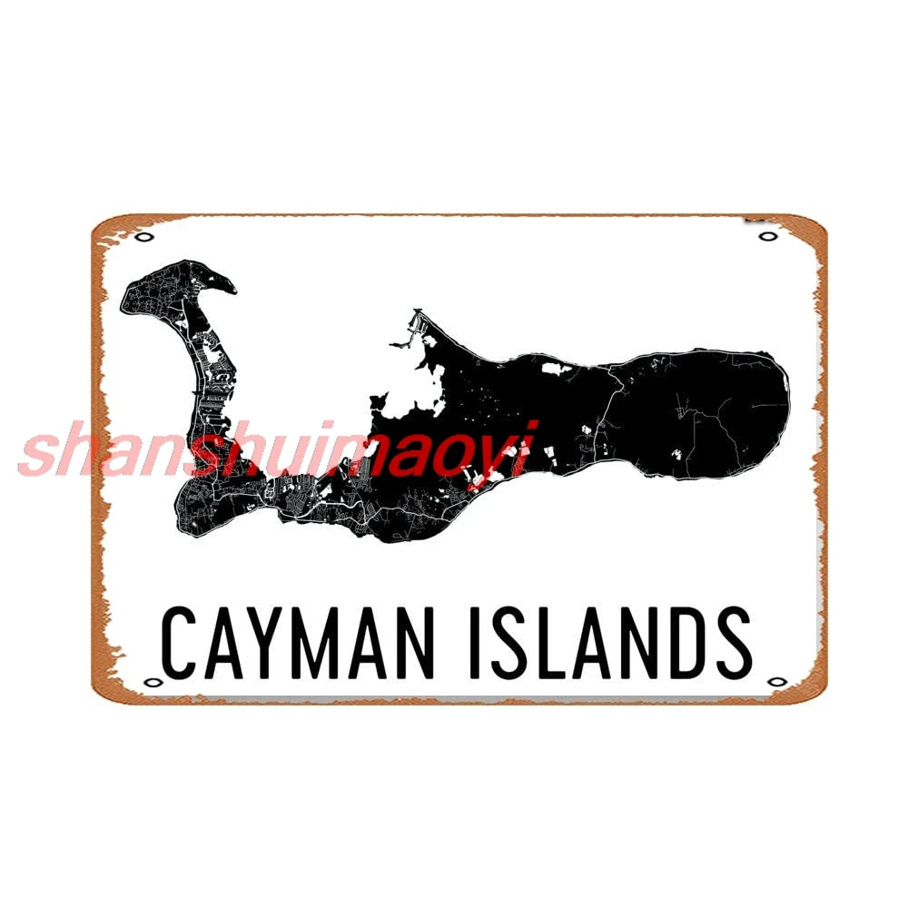 ASIOADWNA Tin Sign Vintage Cayman Islands Map, Map Of Cayman Islands, Grand Cayman Art, Cayman Decor, Cayman Island Gift, C HAI