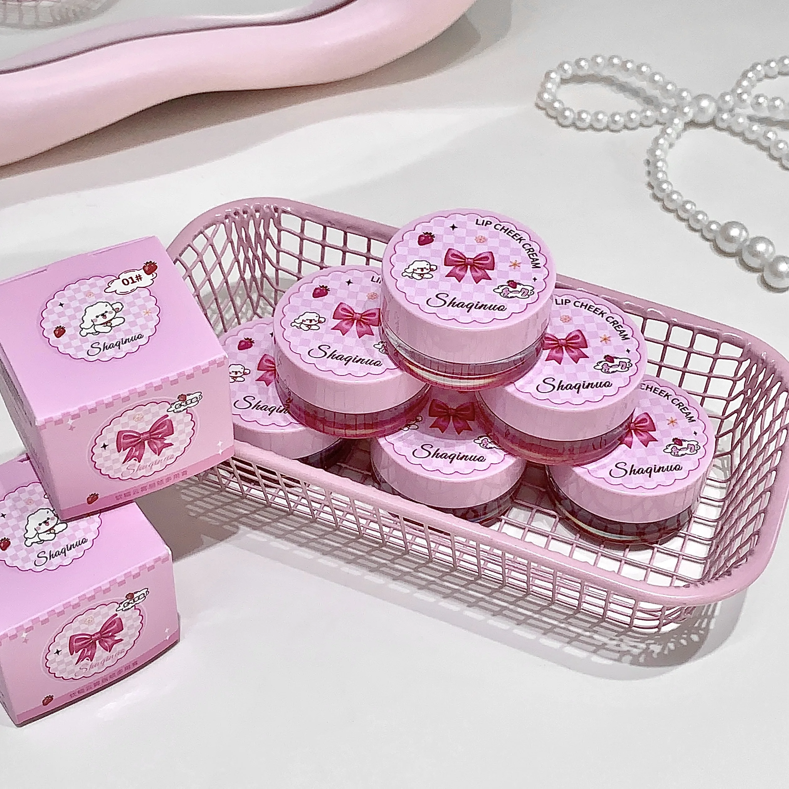 أحمر شفاه طين الشفاه ثنائي الغرض للشفاه والخد SHAQINUO كريم أحمر خدود أحادي اللون غير لامع سهل الاستخدام #4