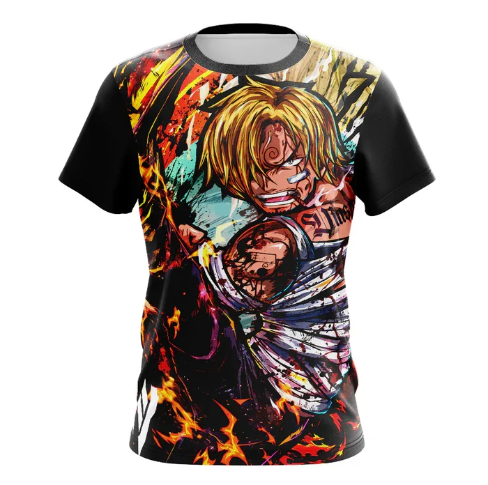 One Piece Luffy Ace Full Print Quick Dry Tee Straw Hat Skull Anime Cosplay Gift For Pirate Manga Fans Summer Daily Outfit