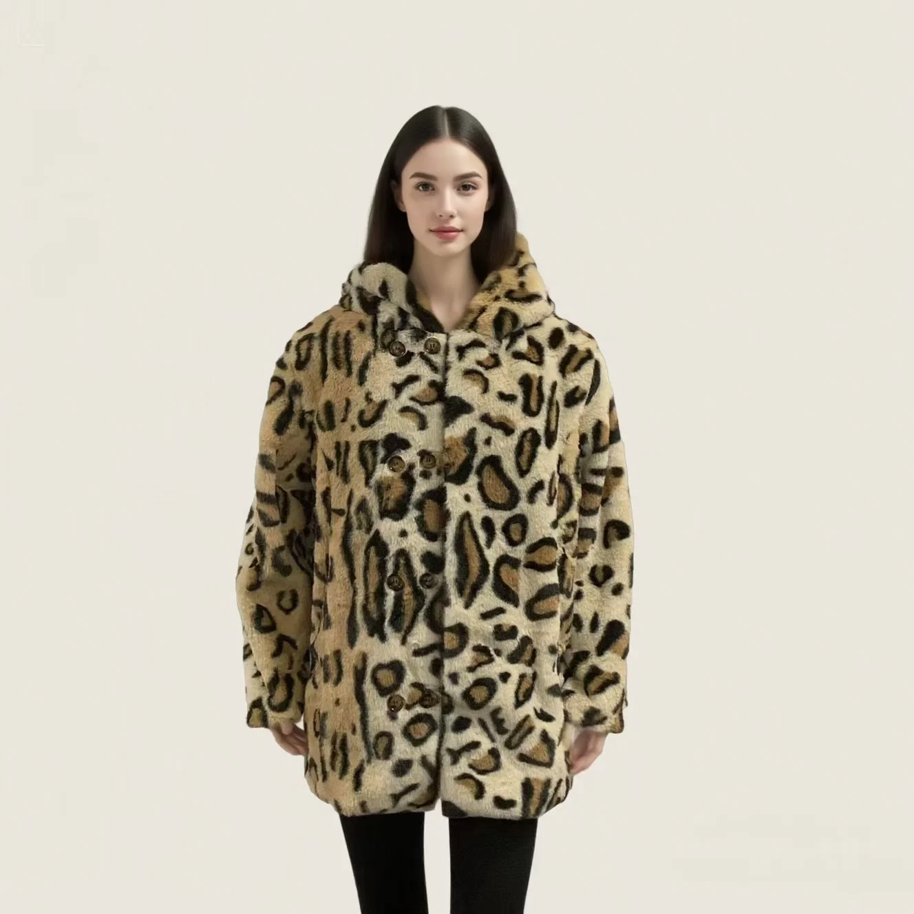 Neue Leopard Print Mit Kapuze Mantel Winter Mode Persönlichkeit Dicke Warme Mantel frauen Faux Pelzmantel