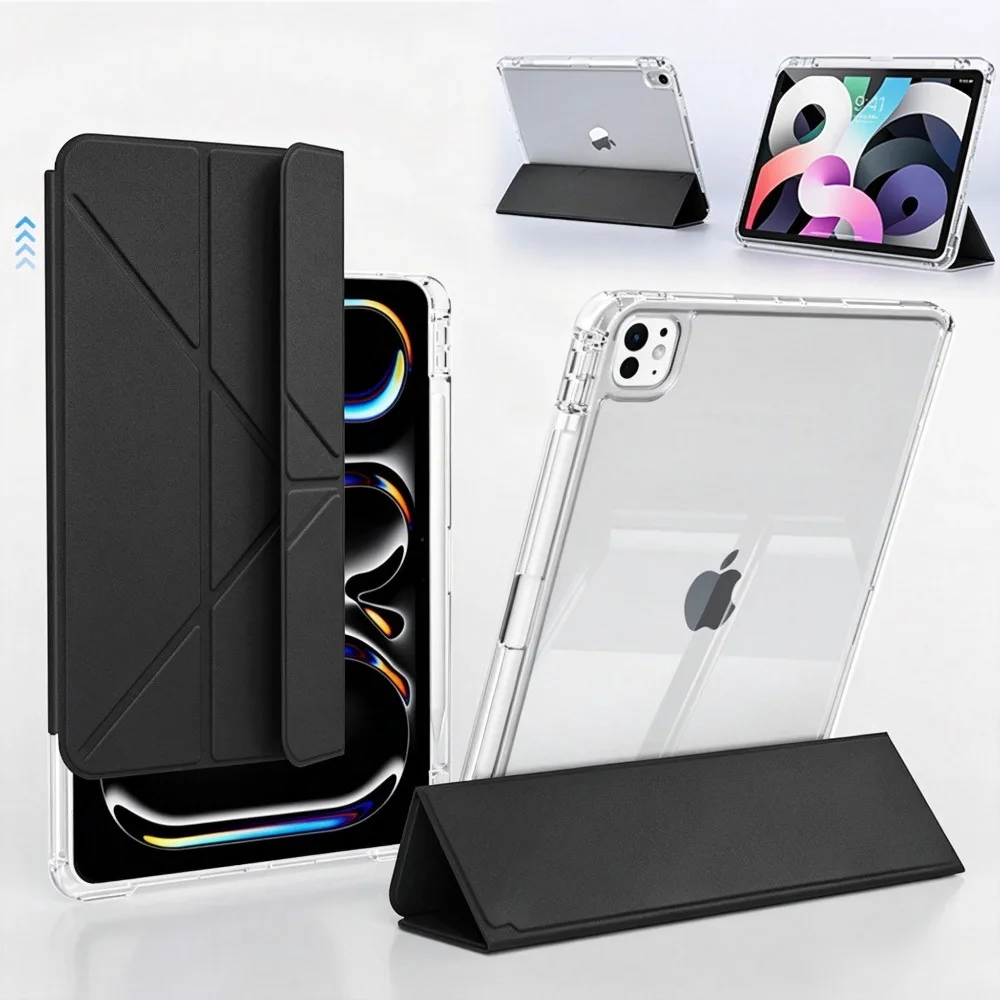 Detachable Y-Fold Case For iPad Air 11 2026 Air4 Air5 10.9 2022 10th 11th A16 2025 Shockproof Clear Cover Multi-angle Stand Case