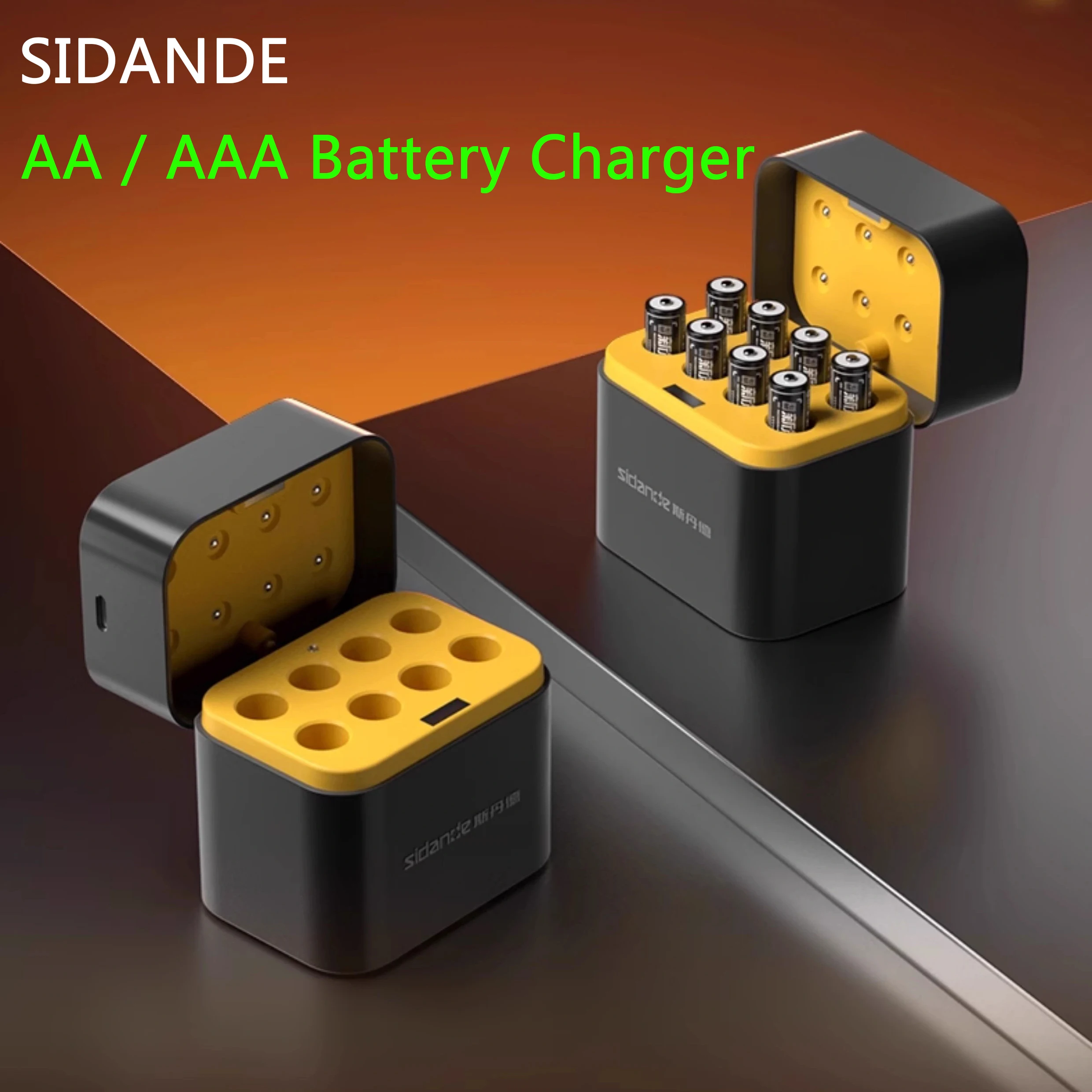 SIDANDE 8 Slots Battery Charger for AA & AAA Rechargeable Lithium ion Batteries Intelligent 1.5V Fast USB Charger Box