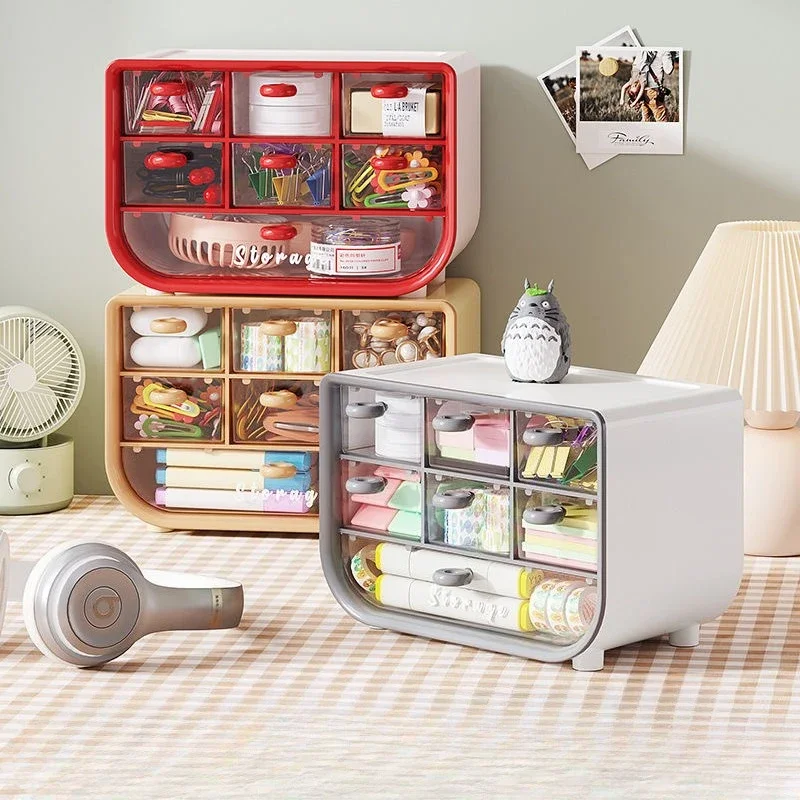 

Настольный ящик для хранения с 7 ящиками, многофункциональный настольный органайзер, прозрачная коробка, студенческие канцелярские принадлежности, держатель для ручек
