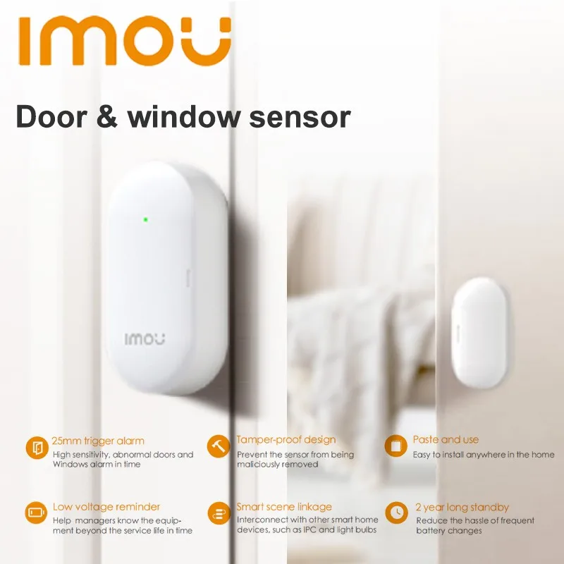 Imou Wireless Door and Window Sensor Mini Contact Sensor for Alarm System Tamper-Proof Design Smart Home Automation