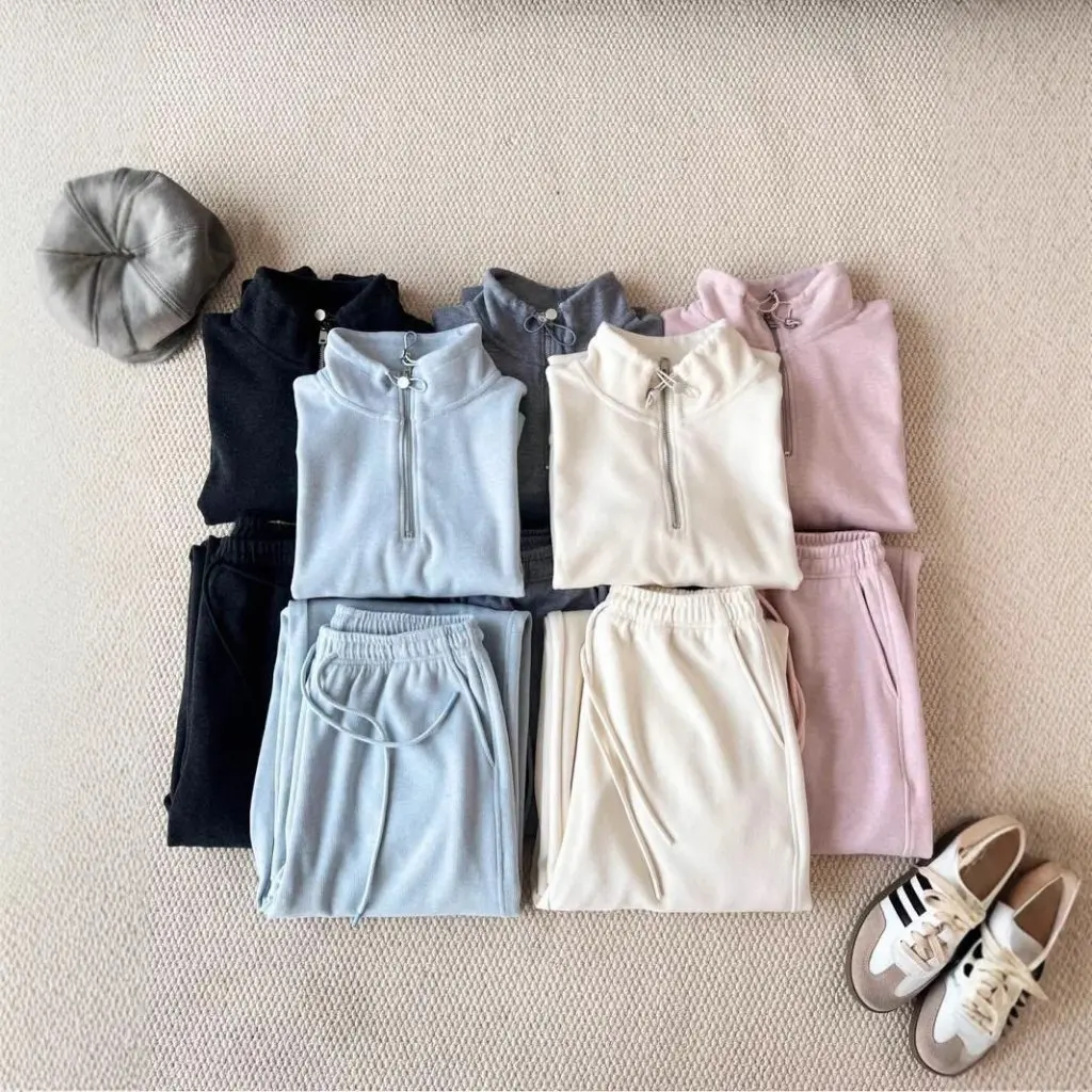 

Комплект поло из овечьей шерсти с воротником-стойкой и капюшоном, комплект из двух предметов, широкие брюки с длинными рукавами, толстовка, спортивные штаны, женская мода 8331