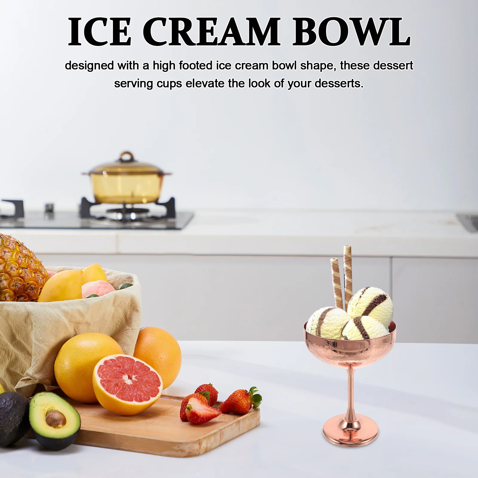 

Stainless Steel Dessert Bowl Footed Base Premium Metal Serving Cup for Ice Cream Pudding Yogurt Salad Multi-Use Decorative