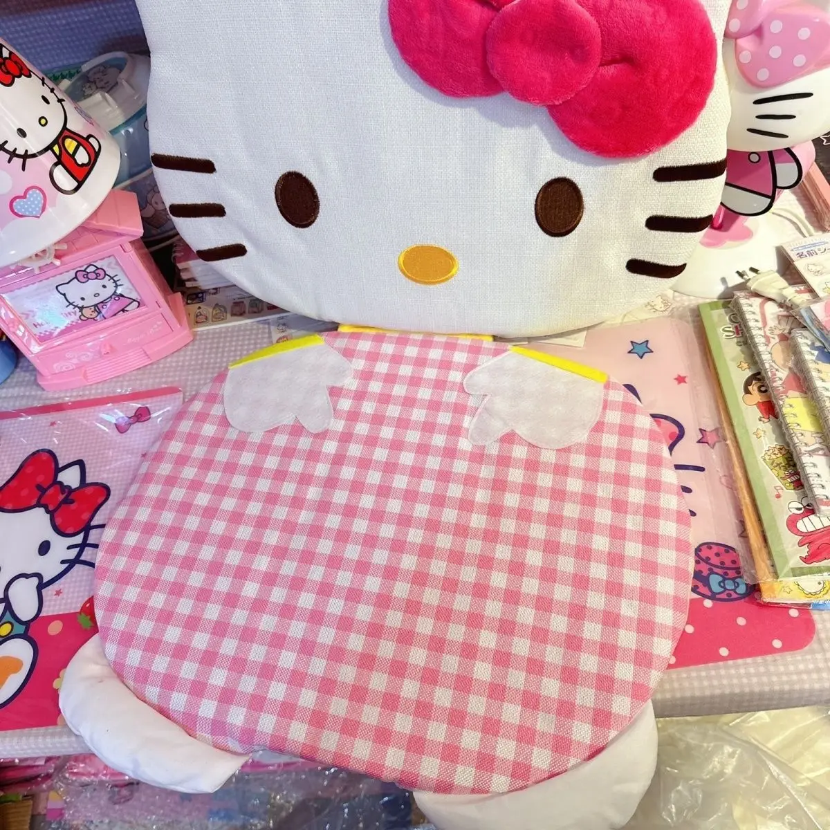 

Мультяшная Подушка на стул Hello Kitty, льняная Слитная Подушка Sanrio, подушка для студентов, офиса, столовой, стола