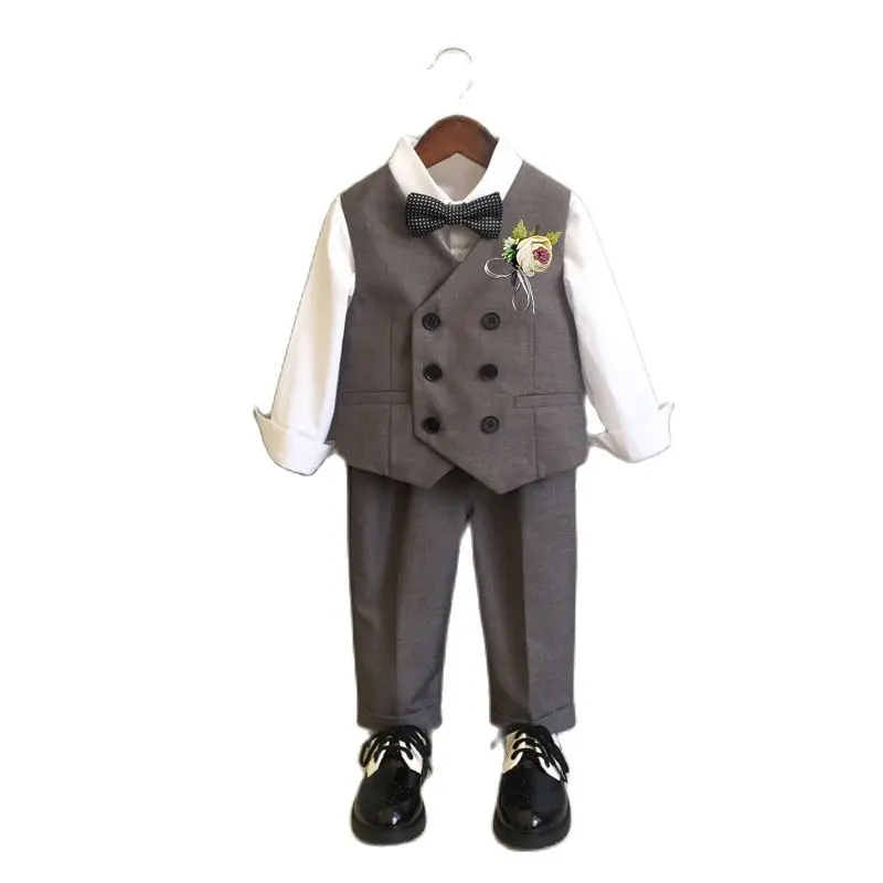 Children Formal Suit Flower Boys Wedding Dress Prince Kids 1 Year Birhtday Photograph Suit Toddler Boy Performance Party Costume