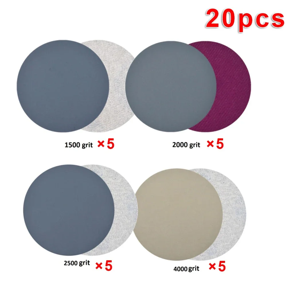 

20pcs 5 Inch 125mm Wet/Dry Sanding Discs Hook & Loop Sandpaper 1500 2000 2500 4000 Grit Sand Paper Sanding Pad Abrasive Tools