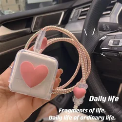 Korean 3D Love Heart Charger Cover For IPhone Macbook 30W-35W Clear Silicone Charge Protection Case Charger Sleeve Accessories