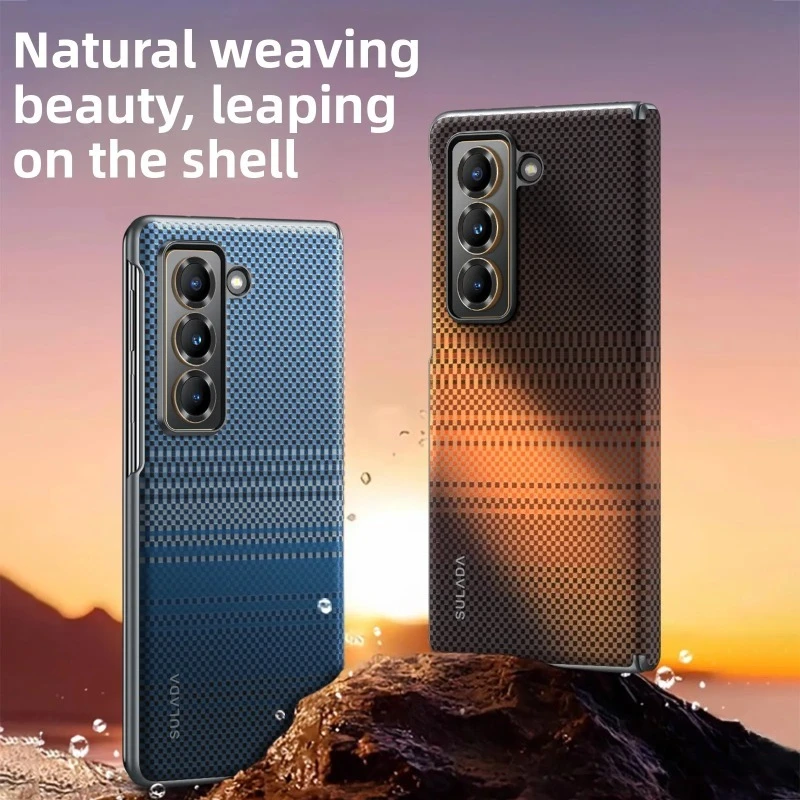 Fashional Slim Carbon Fiber Pattern Hinge Case For Samsung Galaxy Z Fold 7 6 5 For Magsafe Wireless Charge Hard Cover With Flim