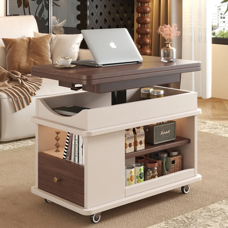 

Luxury Lift Top Coffee Tables Wheeled Design Multifunction Rotate Coffee Tables French Aesthetic Table Basse Salon Furniture