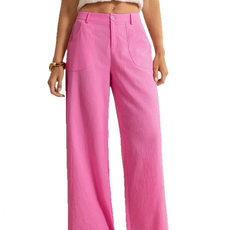 Petite Damen-Herbsthose – locker drapierte High-End-Schlankheitshose mit weitem Bein