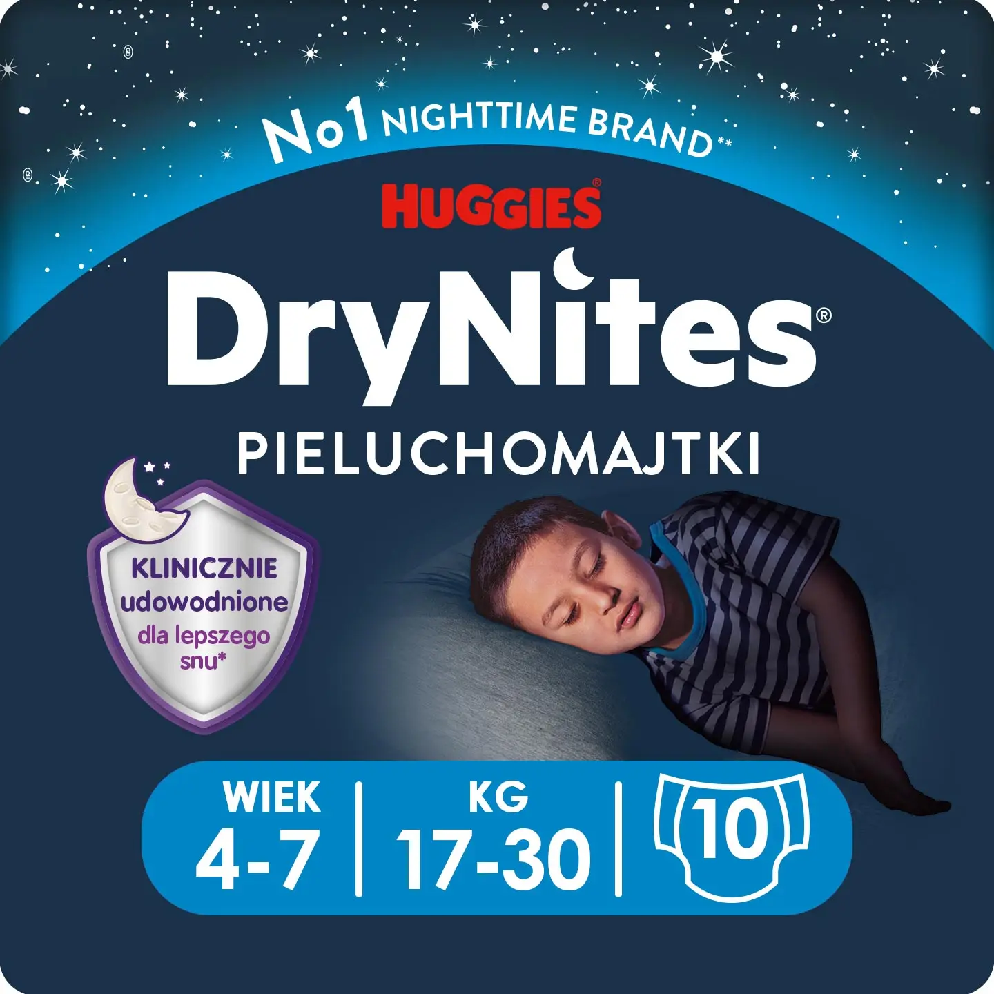 HUGGIES night diapers for boy DryNites Boy 4-7 years (17-30kg) 10 PCs