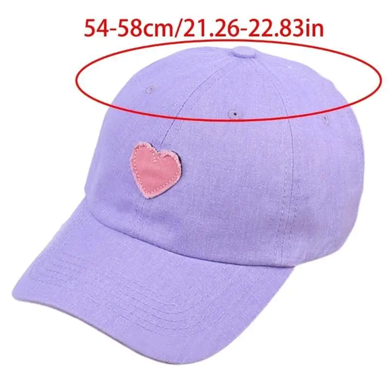 39BB Heart Applique Baseball Hat for Teens Girl Summer Spring Baseball Hat Fashion Sunproof Hats for Women Outdoor Sport Hat