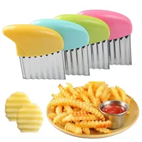 Hot Sale Stainless Steel Potato Chip Slicer Dough Vegetable Fruit Crinkle Wavy Slicer Knife Potato Cutter Chopper French Fry