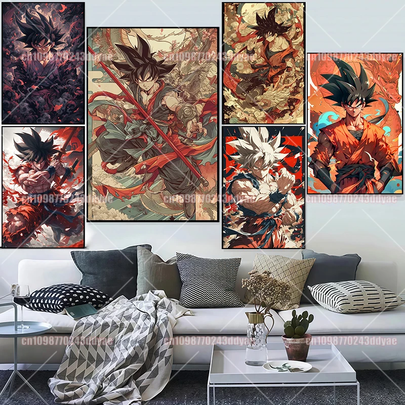 

Classic Anime Dragon Ball Goku Vegeta Art Poster Canvas Painting Wall Art Suitable for Bar Game Room Decoration Oil Painting