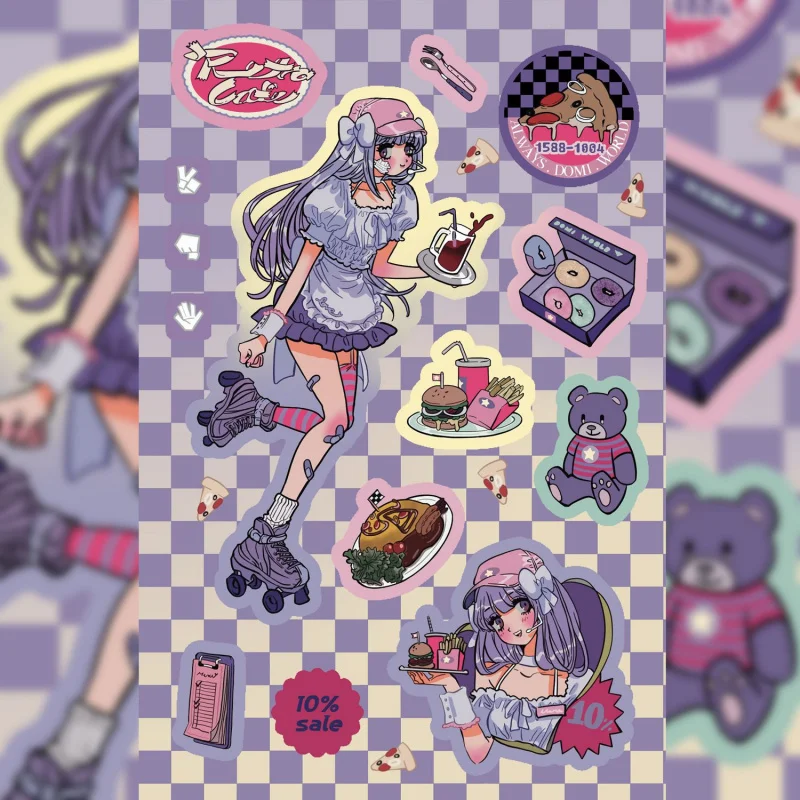 Korean DOMI Sticker Book Inner Page Character Stickers Sweet Cool Cartoon Girl DIY Decoration Handbook Diary Notebook Stickers