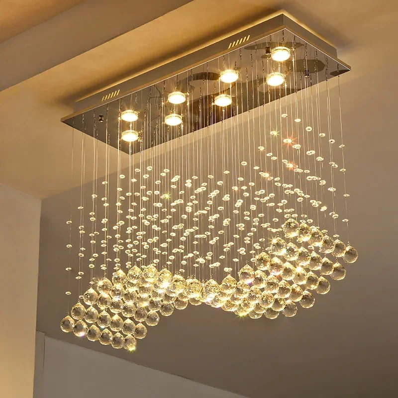 Modern living room crystal chandelier dining room pendant light fashionable and simple counter home decoration lighting fixtures