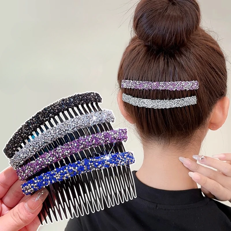 Strass pente de cabelo plástico hairpin elegante feminino coreano strass grampo de cabelo partícula francês torção pente menina ferramenta estilo de cabelo