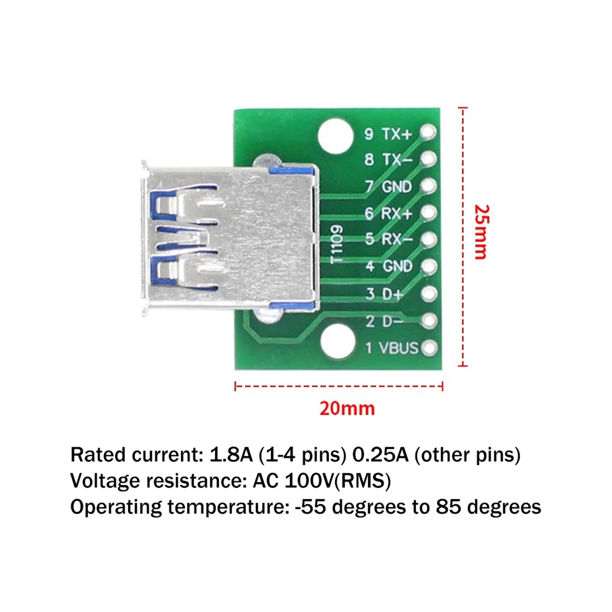 USB 3.0 암-딥 핀 테스트 보드, USB 3.0-딥 전원 어댑터 보드 모듈, USB 3.0 어댑터 보드 컨버터