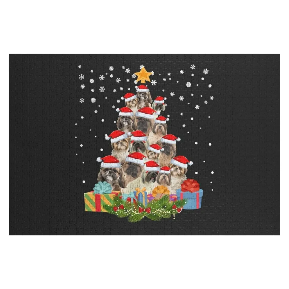 

Shih Tzu Christmas Tree Funny Xmas For Shih Tzu Dog Lover Jigsaw Puzzle Animal Custom Photo Custom Gifts Puzzle