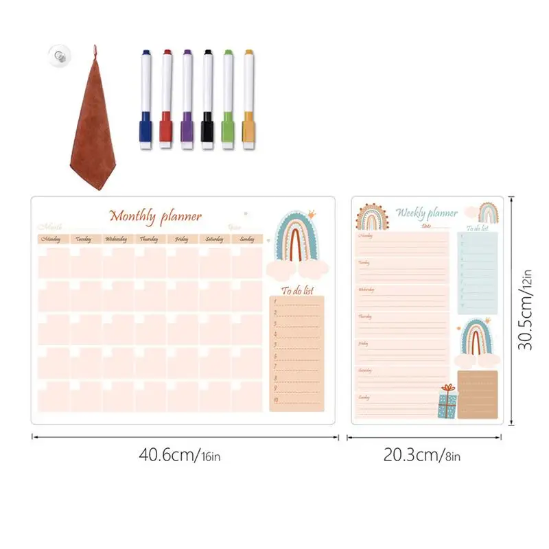 Refrigerator Calendar Memo Board Planning Board Weekly Message Board Multifunctional Memo Board Erasable Calendar With 6 Colors