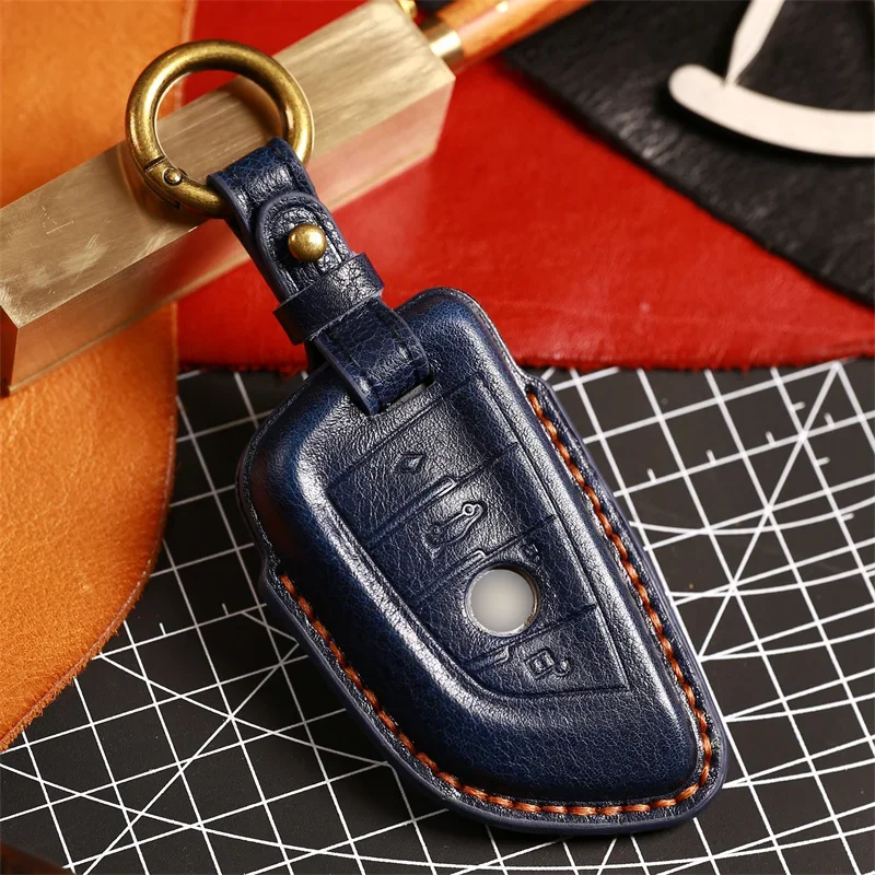 

Luxury Car Key Case Cover Leather Fob Accessories Keychain Holder For BMW 530Li 3 5 Series X1 X2 X3 X4 X5 X6 325li Keyring Shell