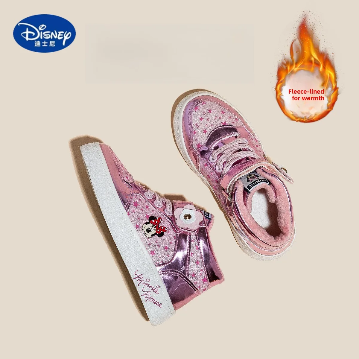 디즈니 미니 여아 운동화 2022 겨울 - 추운 날씨를 위한 플러시 안감 따뜻한 신발, 두껍고 아늑함