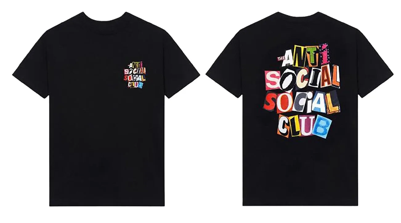 

Футболка унисекс Anti Social Club с принтом "Рваные страницы нашей истории", повседневная, люксовый бренд