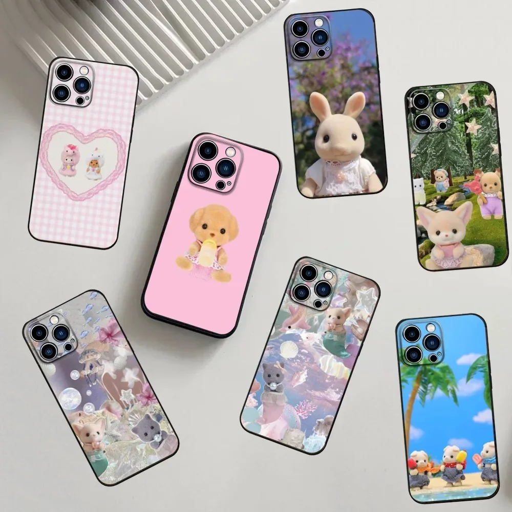 Funda T-Ternurines S-Sylvanian Phone Case For iPhone 16,15,14,13,12,11,Pro,Max,XR,Plus,Mini Soft Silicone Black Shockproof TPU