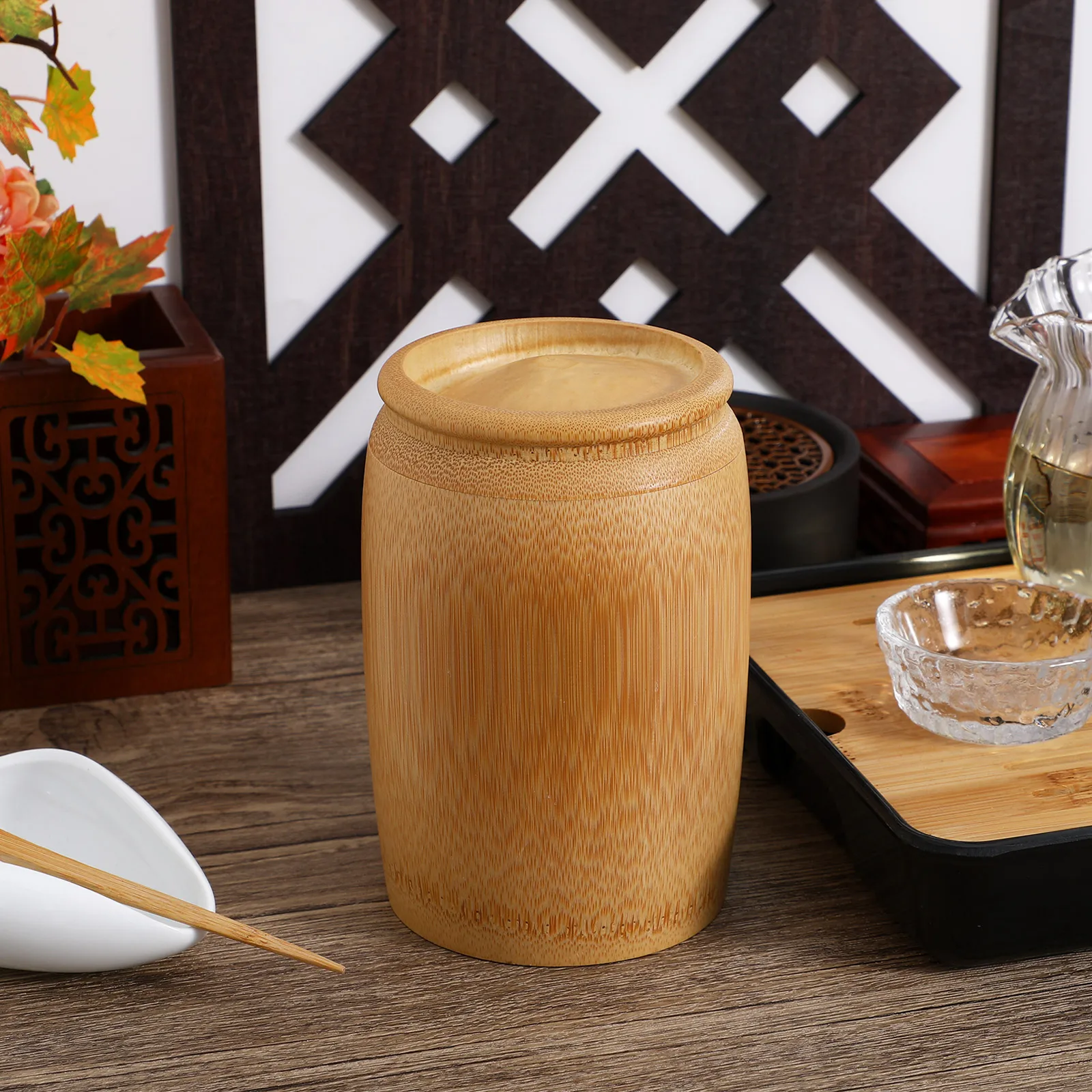 

Bamboo Tea Canister Eco Friendly Healthy Storage Containers Sealed Dry Tea Coffee Flour Sugar Nuts Grains Home