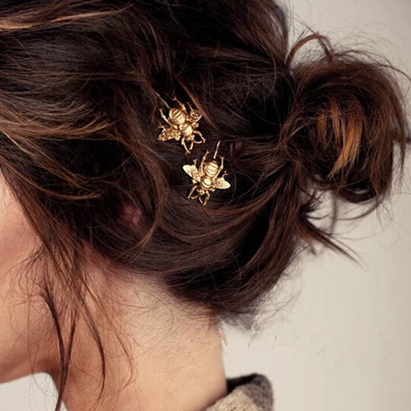 

2 PCS Golden Clip Butterfly Hair Stick Trend Hairpin Clips for Girl Exquisite Accessories Temperament