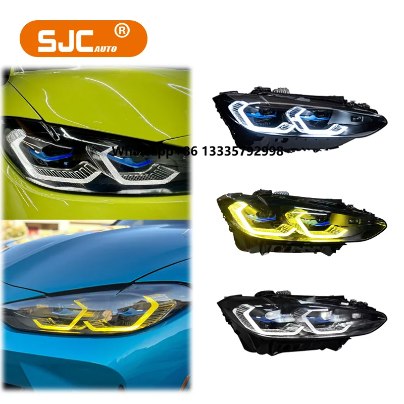 

SJC Auto Car Accessories Dual Drls Head Lights for BMW G8X G80 M3 G82 M4 G22 4 Series Laser Headlight 2021-2023 Yellow White Drl