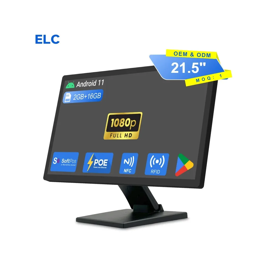 21.5 Inch 2+16GB Android 11 Vending POS Terminal Restaurant POS Systems Desktop Kiosk Touch Screen for Retail Cash Register