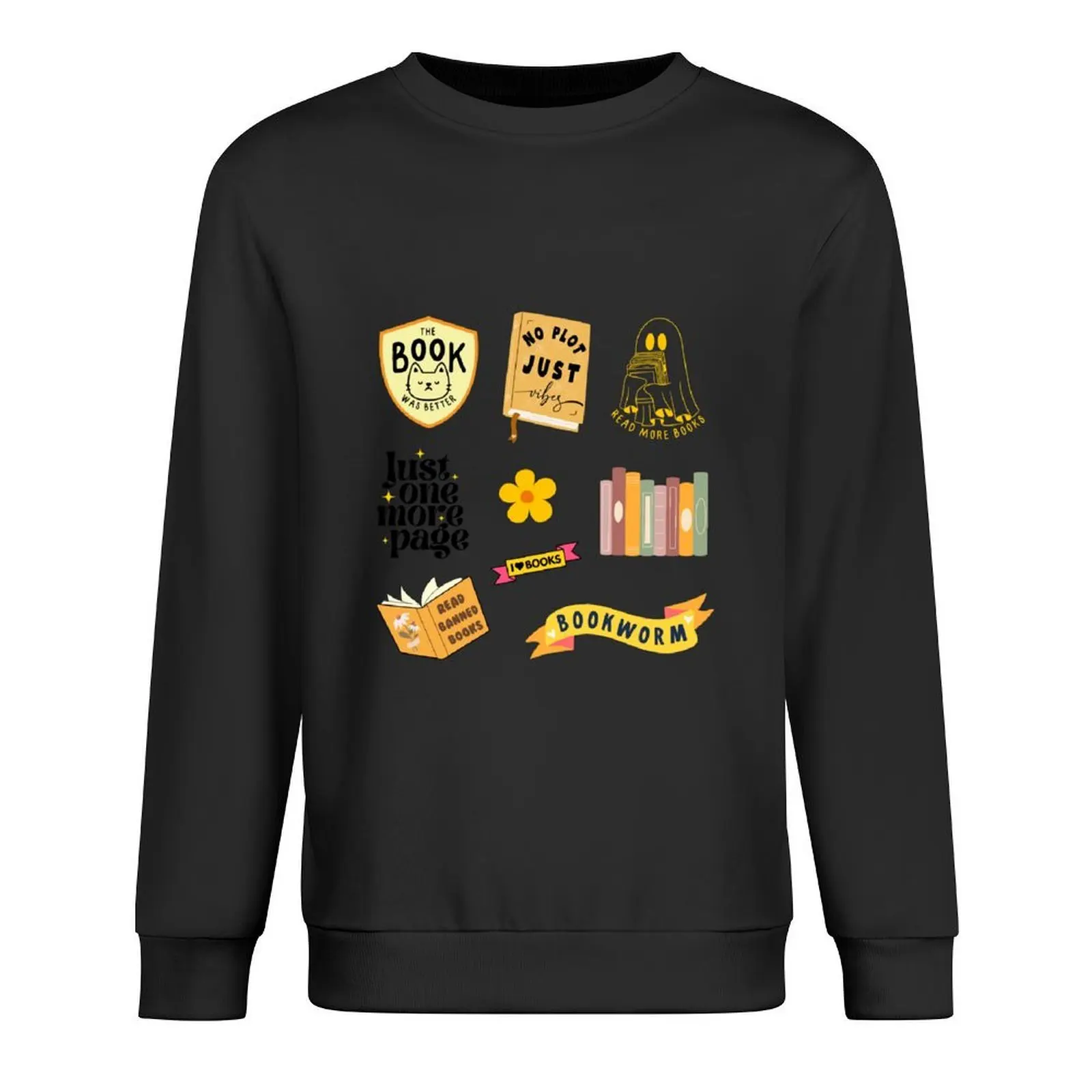 

Yellow Bookish Pack Pullover clothes for men autumn new products men's sweat-shirt aesthetic clothing sweatshirts