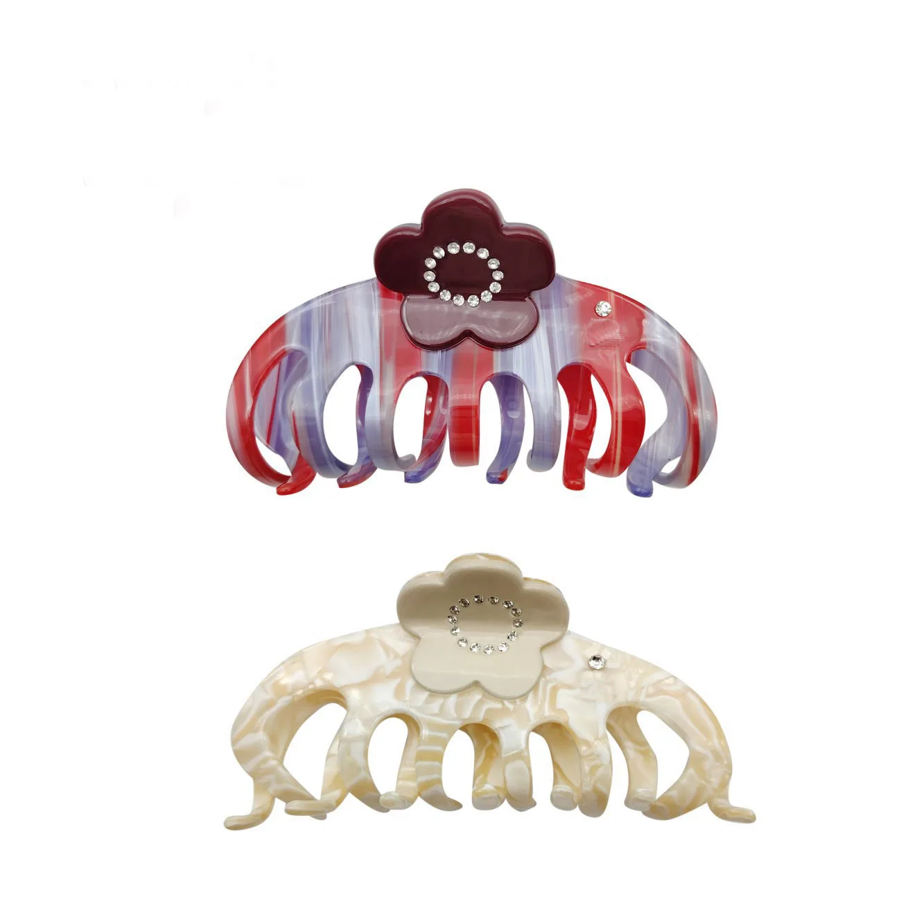 エレガントなパリ風フレンチデザインフラワーヘアクロー、女性・女の子向けハンドメイドアセテートヘアジュエリーオーナメントアクセサリー-オフィス・キャリア向け