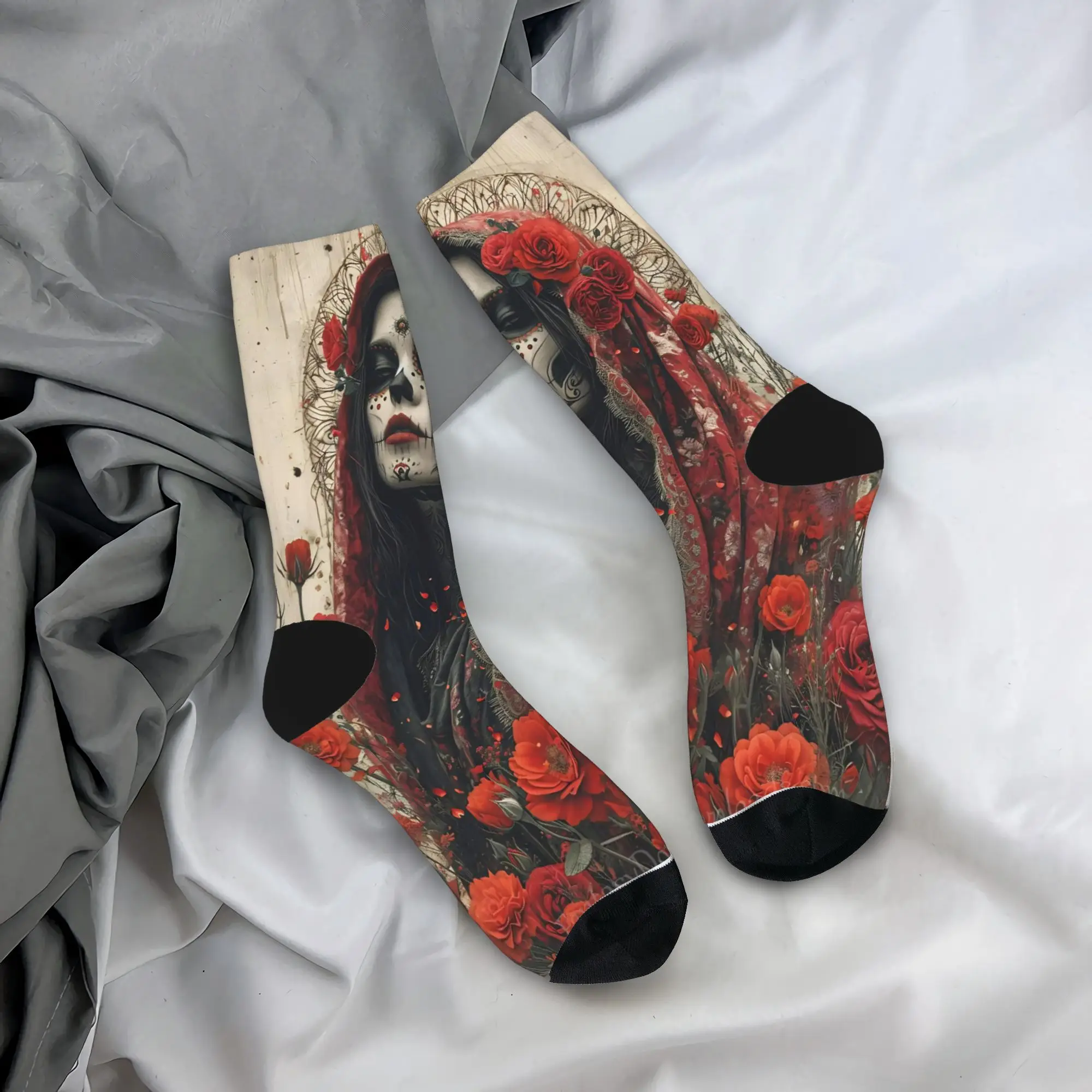 

Носки с тематикой «День мертвых», зимние чулки, готические мужские средние мягкие носки, спортивные носки с графическим рисунком