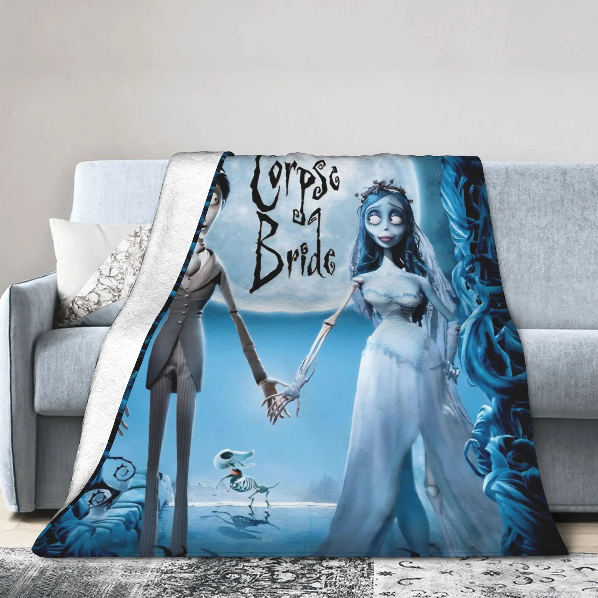 جثة العروس إميلي وفيكتور بطانية الفانيلا طباعة المحمولة لينة رمي البطانيات ل أريكة غرفة نوم المفرش