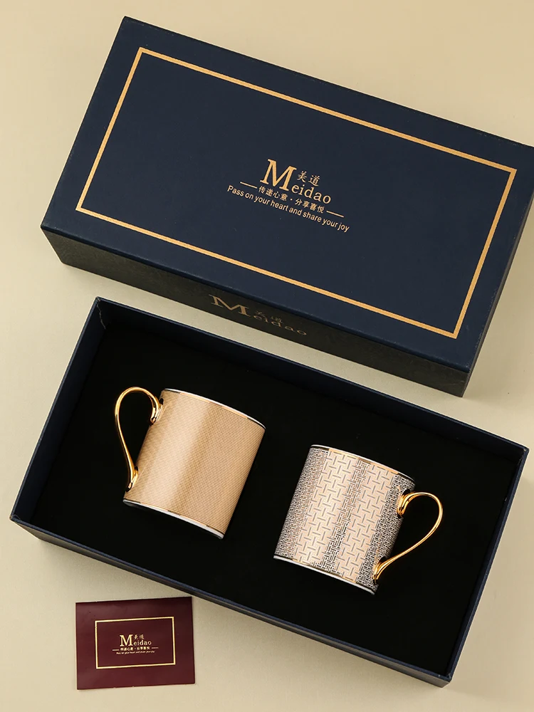 

Ele Cerc Couple Mugs High Aesthetic Value Stripe Pattern Nordic Sle Luxury Feel Bone China 300-400ml Capaci Gift Box