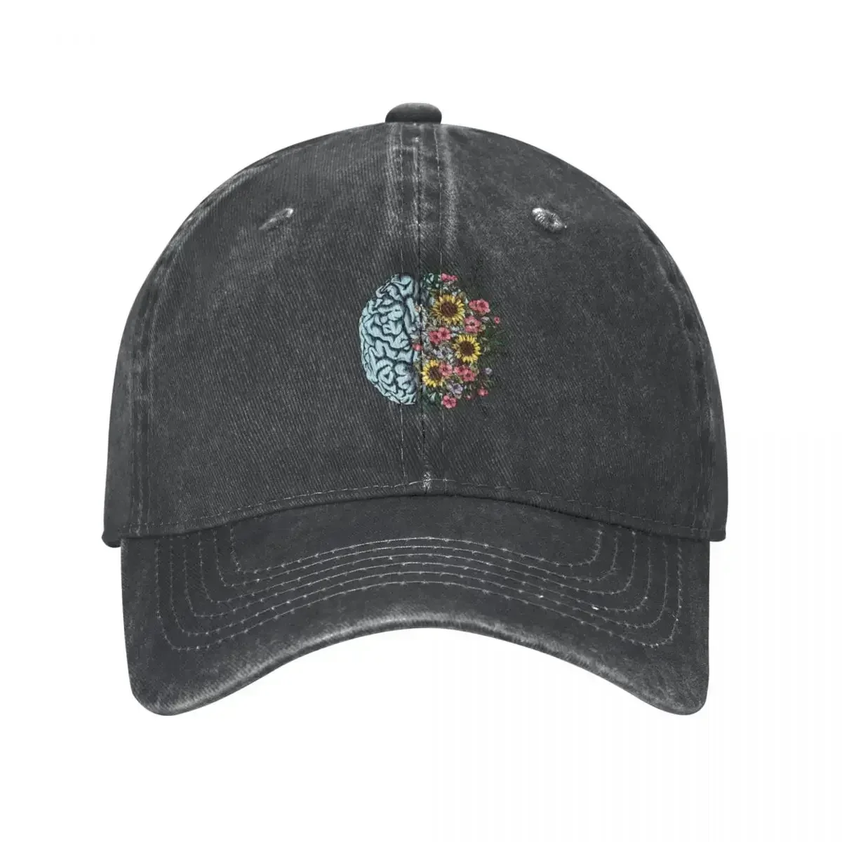 Blue Brain And Flowers Sunflowers, Positivity, Creativity, Right Hemisphere Brain, Health, Mental,Cap Cowboy Hat