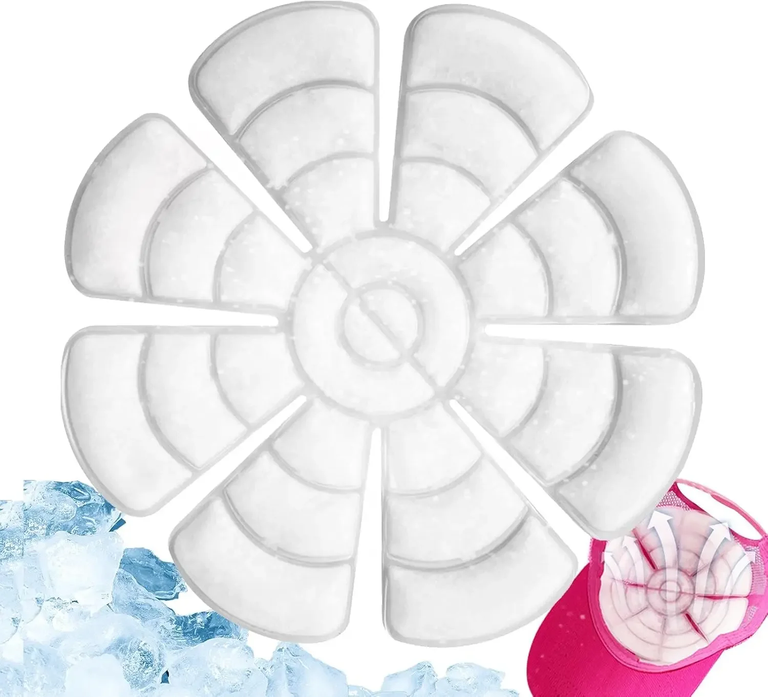 

PCM Cooling Cap Liner Adjustable Ice Pad for Summer Universal Hat Fit with Instant Cooling Gel for Outdoor & Hot Weather