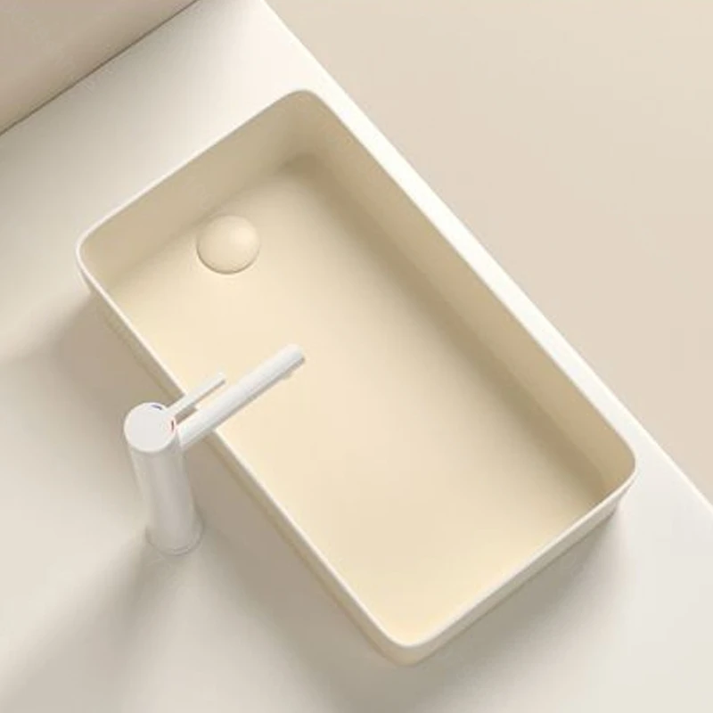 Rectangle Porcelain Ceramic Vessel Sink for Bathroom Modern Above Counter Wash Bowl Basin with Drain Kit Countertop Vanity Sinks