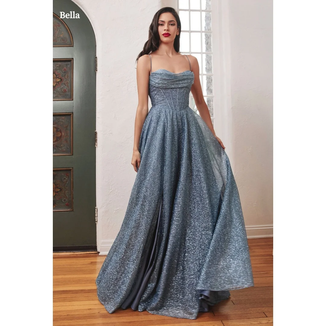 

Bella Customized Off-the-shoulder Satin Prom Gown High Slit Party Dresses For Women Formal Evening Events In Solid Color Flowy