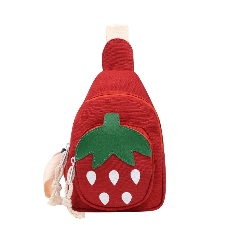 Cute Strawberry Fashion Canvas Children\'s Messenger Bag Trendy Girls Chest Bag Small Bag Cute