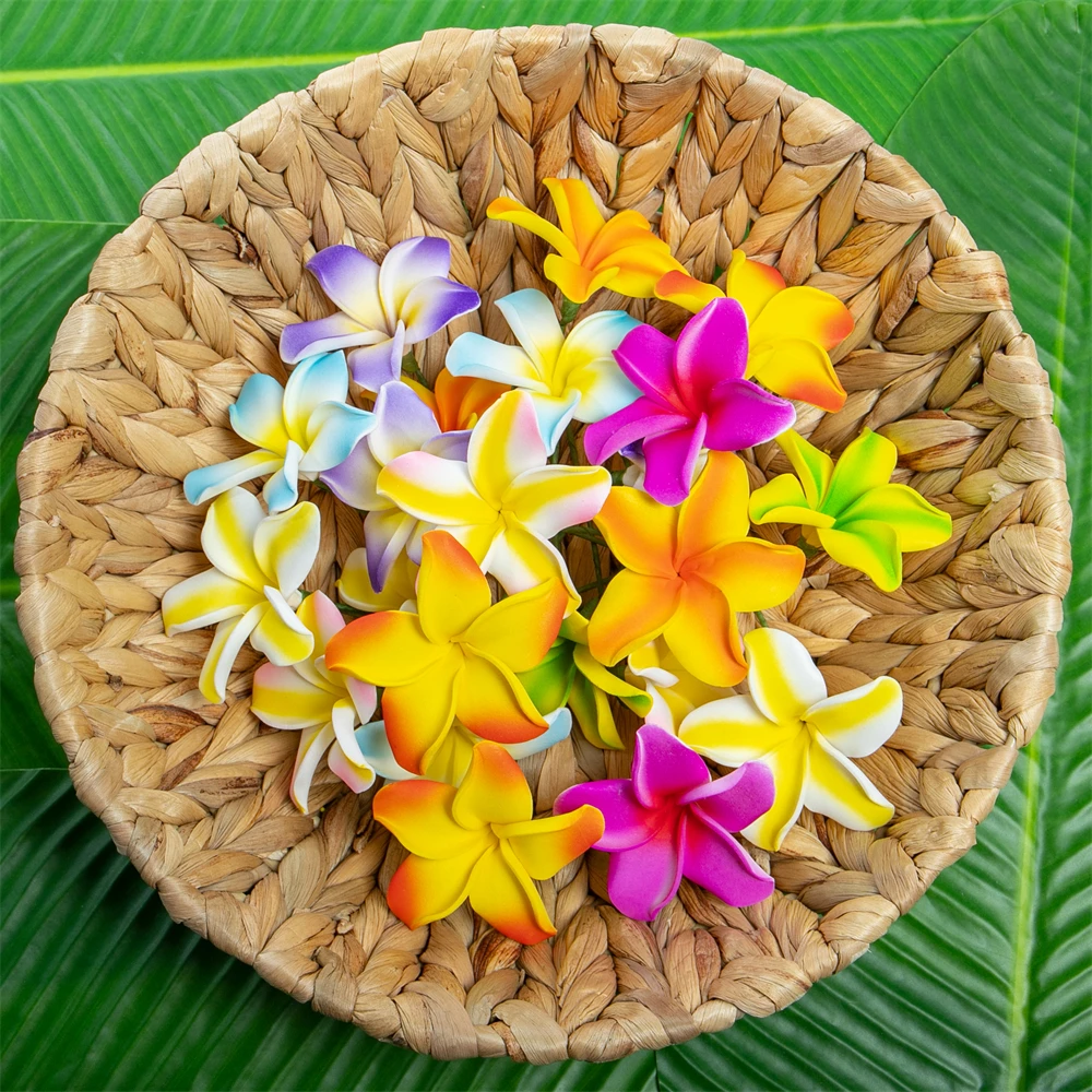 

7CM Plumeria Foam Flowers in Colorful EVA 8pcs Mixed Colors Bulk Decorations for Wedding Hawaiian Christmas Parties