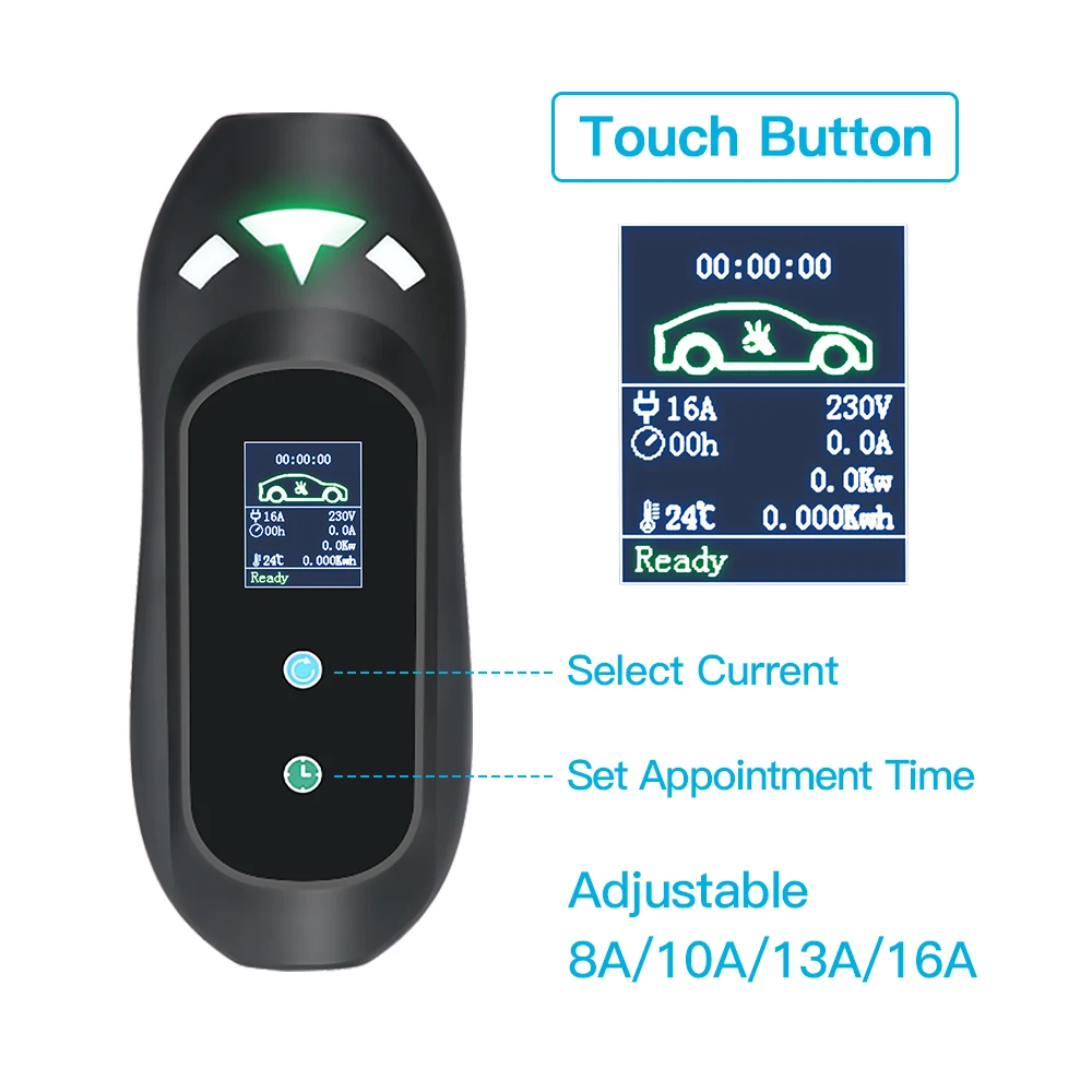 Type 2 16A 11KW New Upgrade IEC 62196 Fast EV Charging Cable Portable Charger With Current Adjustable For Electric Car 3 phase