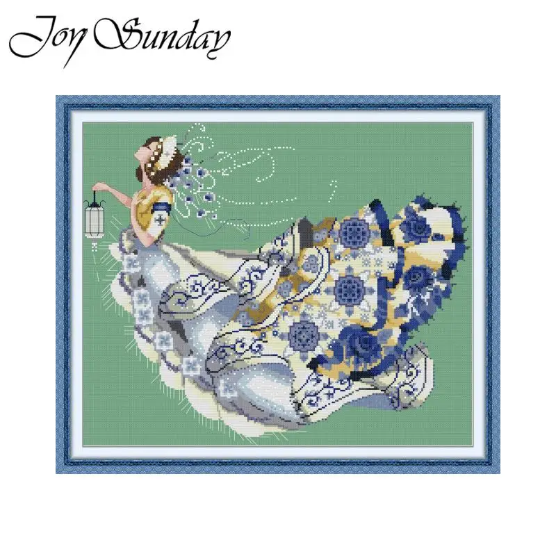

Joy Sunday Nightingale Fairy Cross Stitch Kit Handmade Sewing Embroidery Aida Fabric Painting Material Kit DMC Needlework